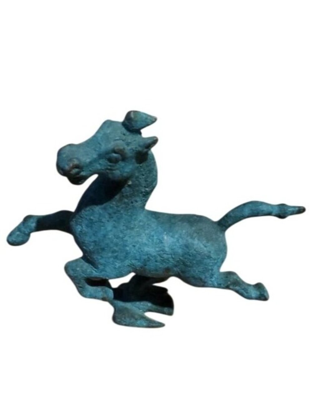 Vtg Flying Horse of Gansu Replica Asian Bronze Figurine Verdigris Patina Statue